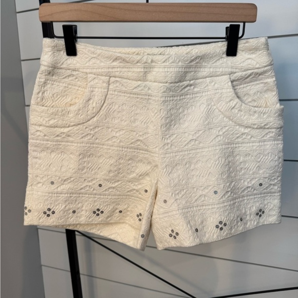 elevenses White Embroidered High-Waist Shorts